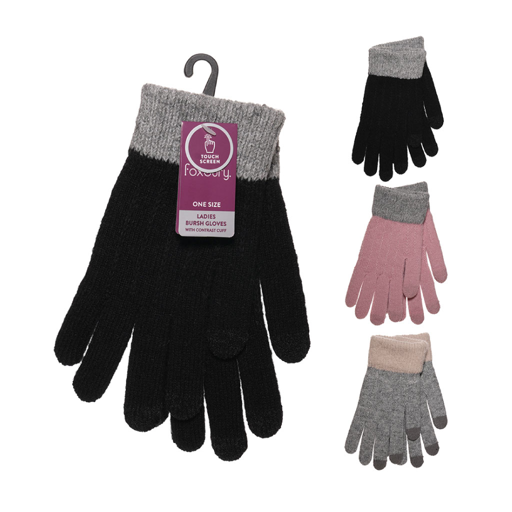 Ladies Brushed Gloves Touch Screen (Pack of 12)