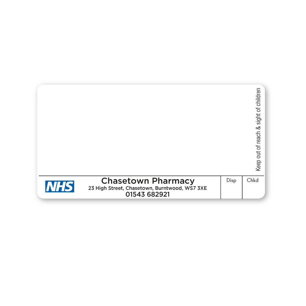 [EMT5384] Chasetown Pharmacy Labels 70x37mm