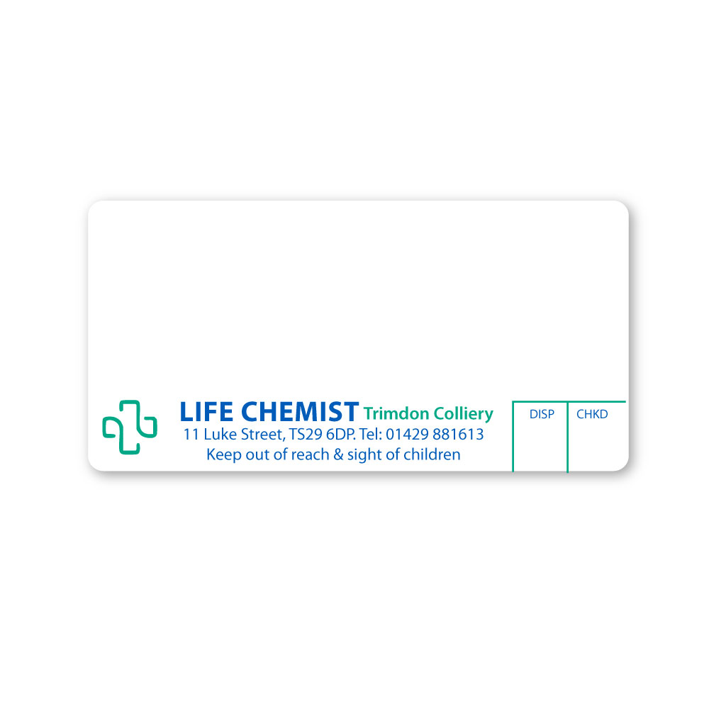 Life Chemist Trimdon Colliery Pharmacy Labels - From EMT Healthcare
