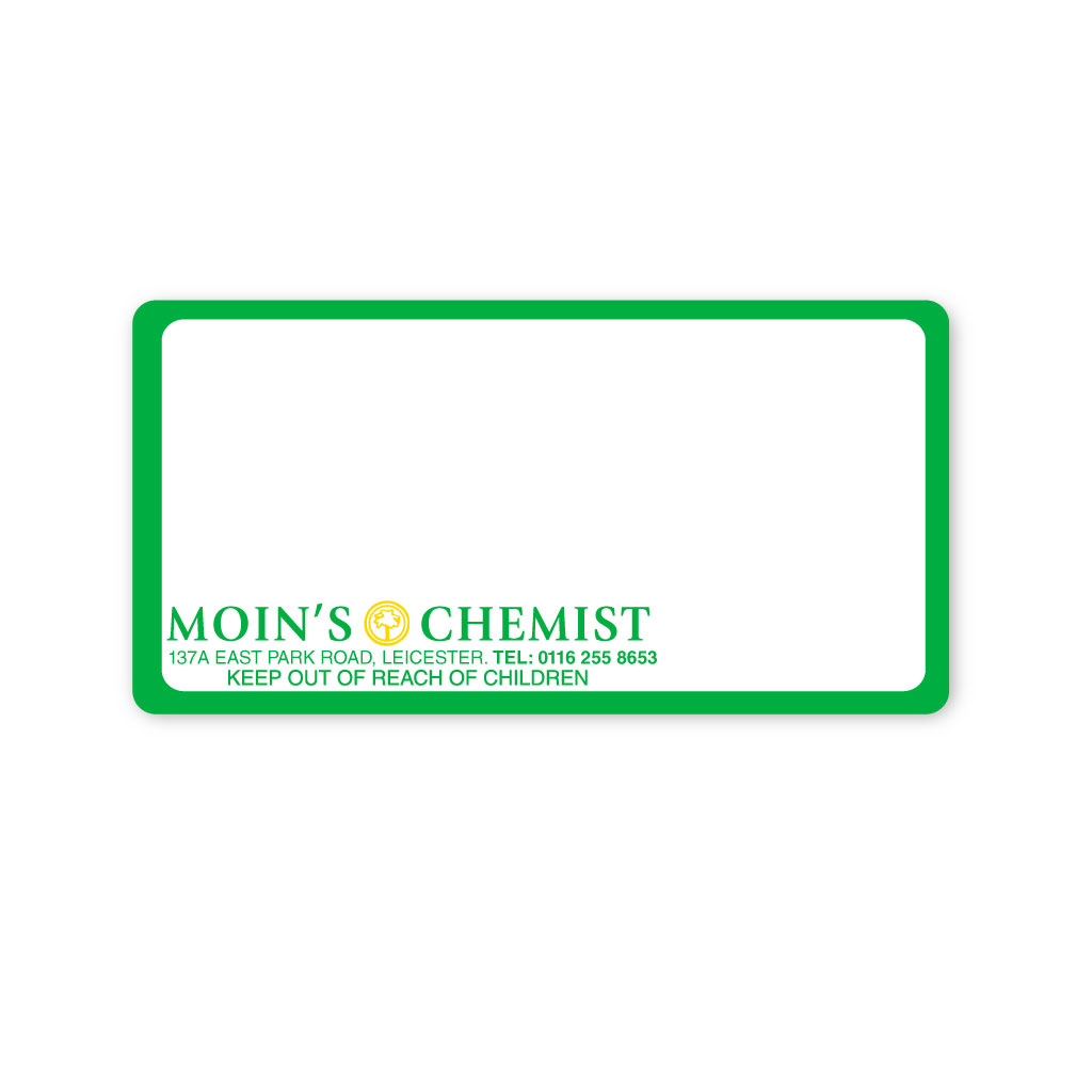 Moin's Chemist (Coventry) Pharmacy Labels From EMT Healthcare