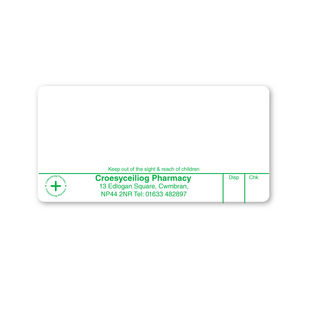 Croesyceiliog Pharmacy Label From EMT Healthcare