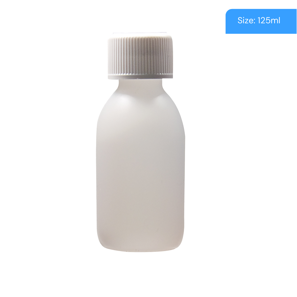 [HDPE125] 125ml Natural HDPE Capped Round Bottle