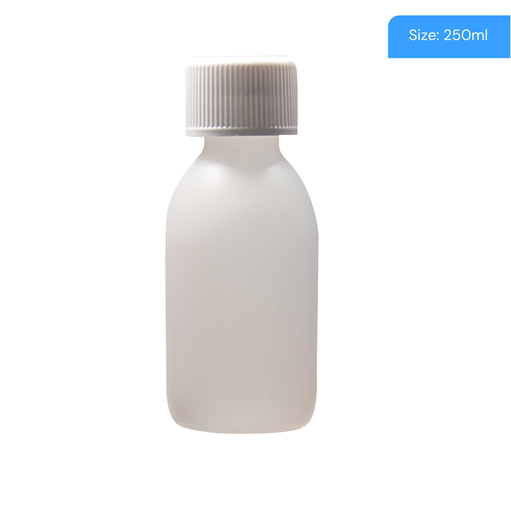 [HDPE250] 250ml Natural HDPE Capped Round Bottle (Pack of 20)