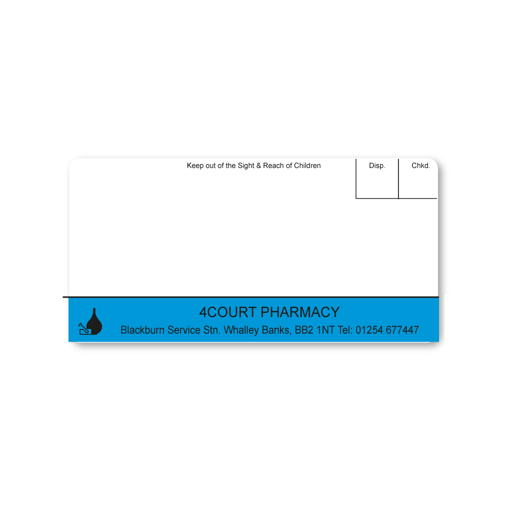 4 Court Pharmacy - Whalley Banks Labels