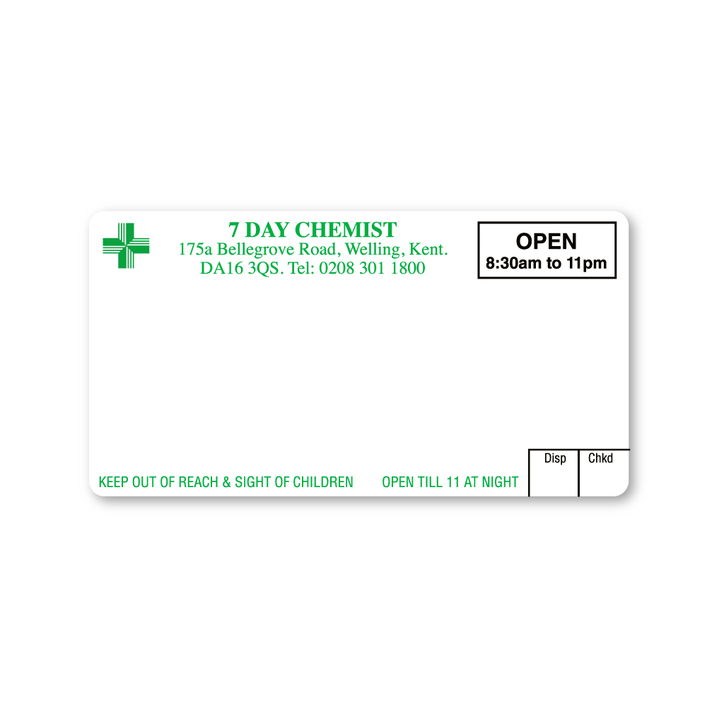 7 Day Chemist Pharmacy Labels
