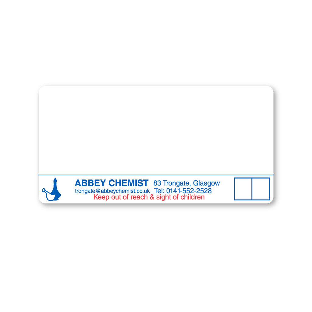 [EMT4482] Abbey Chemist Pharmacy Labels Torngate Glasgow