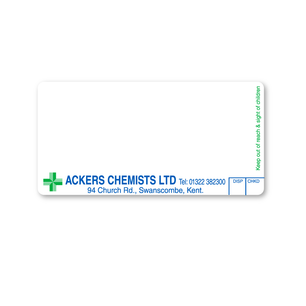 Ackers Pharmacy Labels 94 Church Road Kent