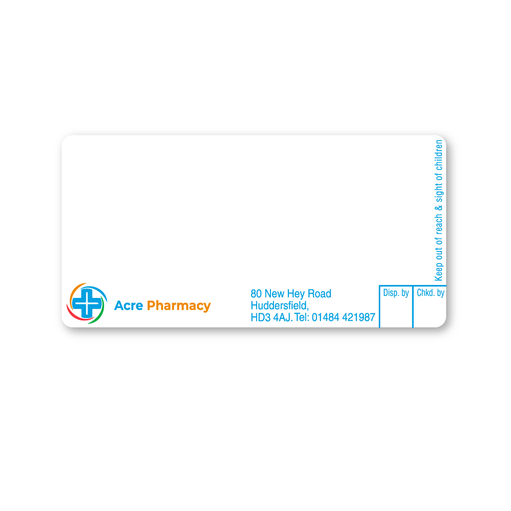 [EMT1324] Acre Pharmacy Labels (HD3 4AJ)