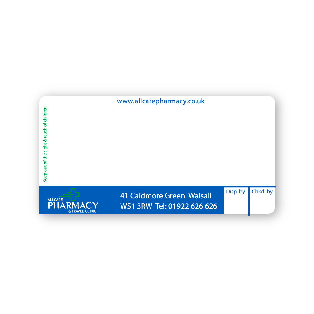 All Care Pharmacy & Travel Clinic Labels (WS1 3RW)