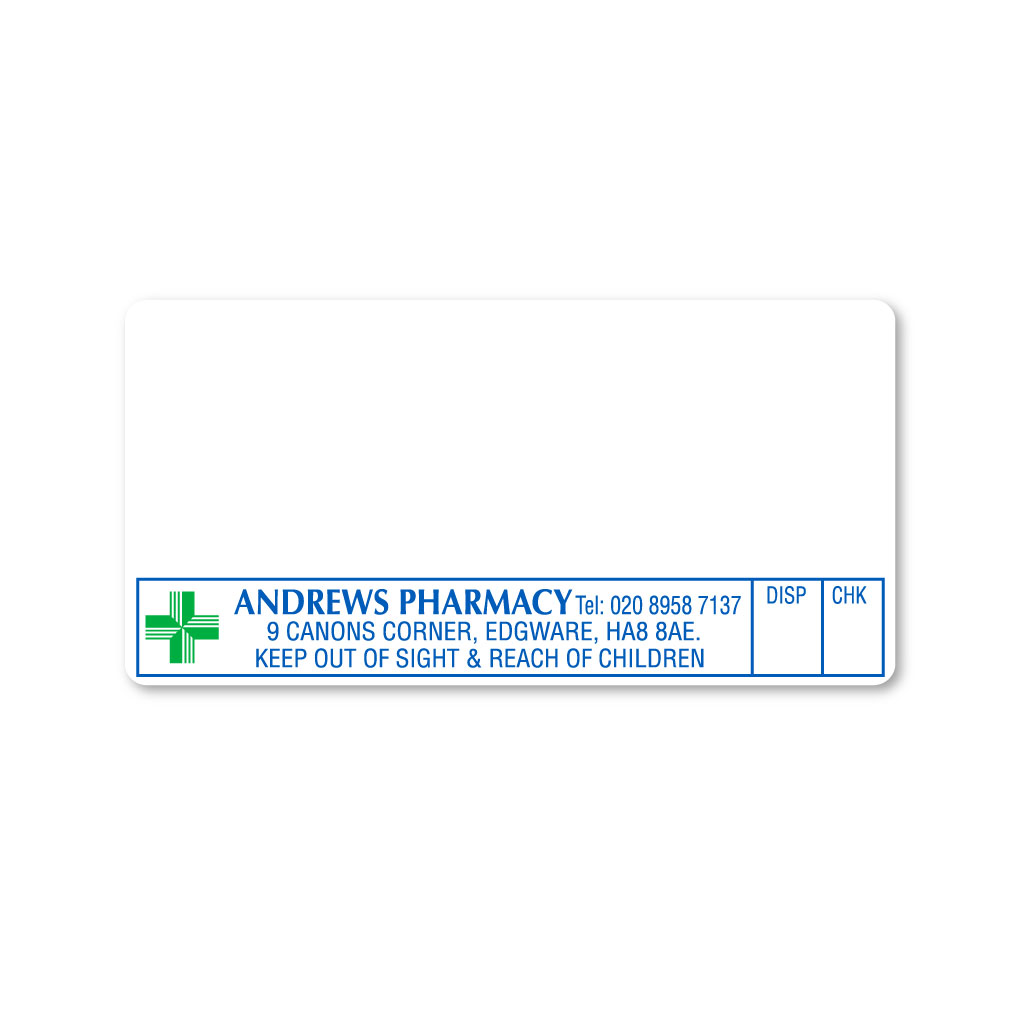 [AZEMT2227] Andrews Pharmacy (HA8 8AE) Labels