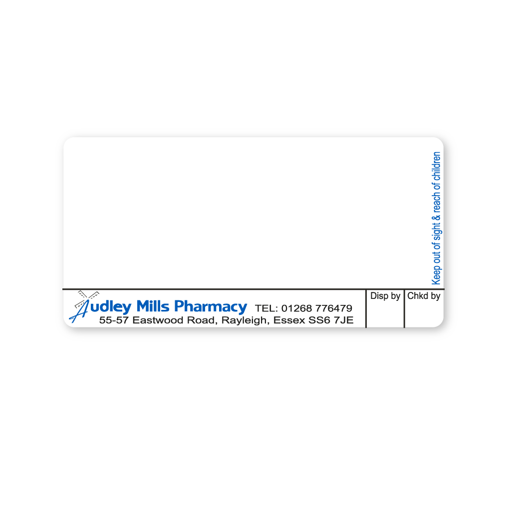 Audley Mills Pharmacy Labels (SS6 7JE)