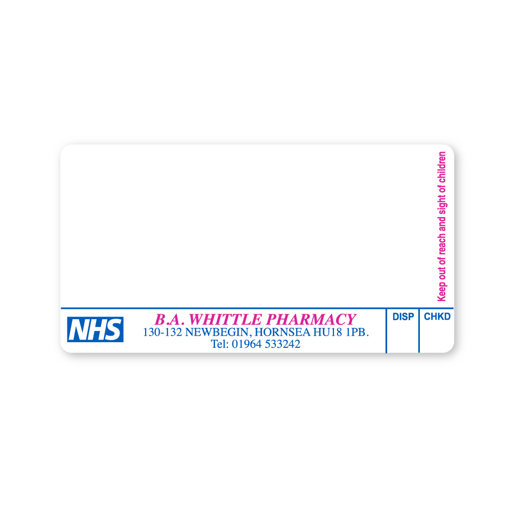 [EMT1793] BA Whittle Pharmacy Labels