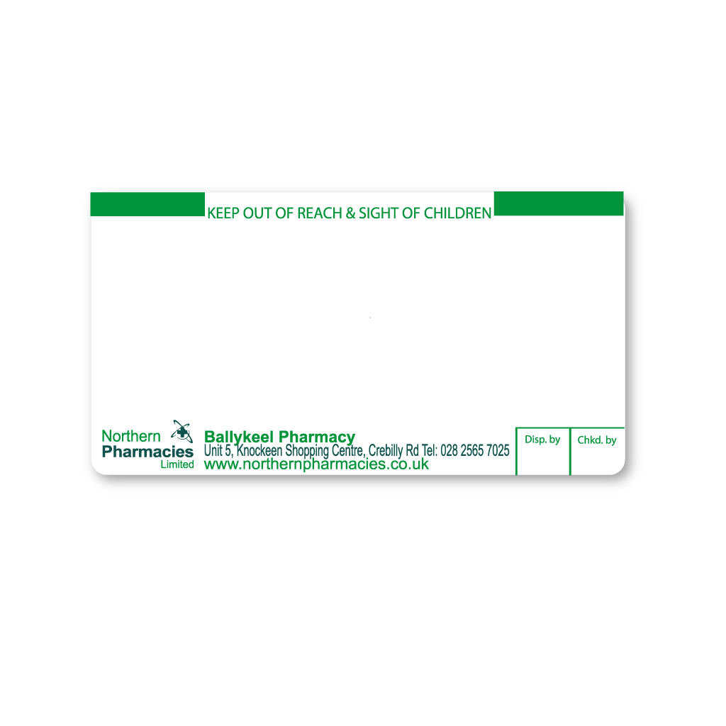 [EMT1727] Northern Pharmacy Labels Ballykeel 