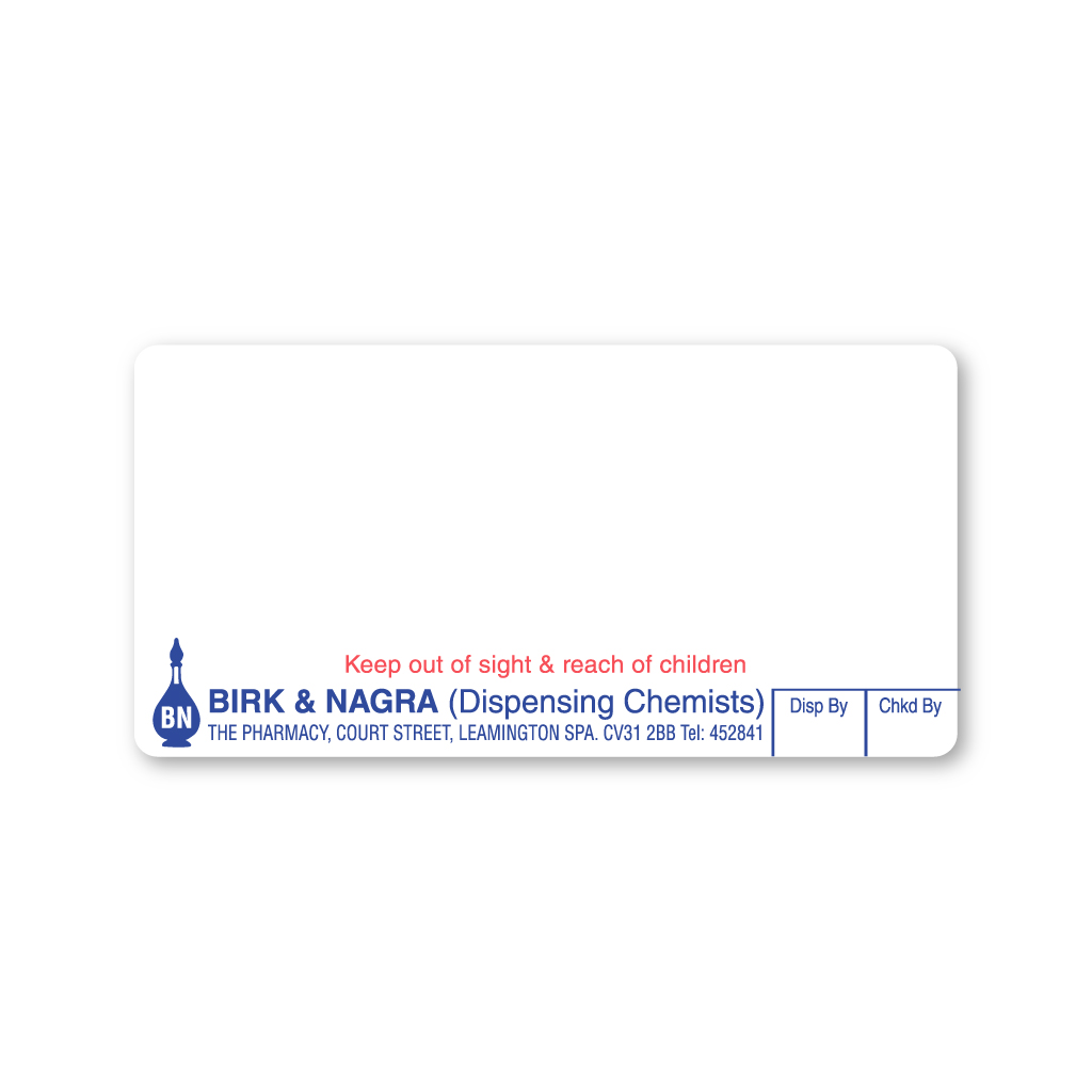 [AZEMT2112] Birk & Nagra Pharmacy (Court Street) Labels