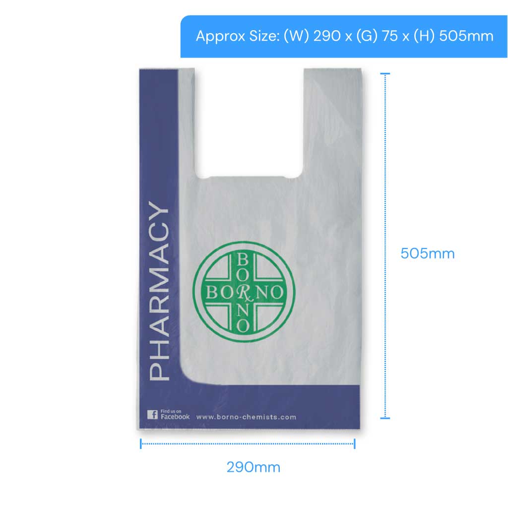 [BORND8] Borno Chemist Vest Carrier Bags (Pack of 1000)
