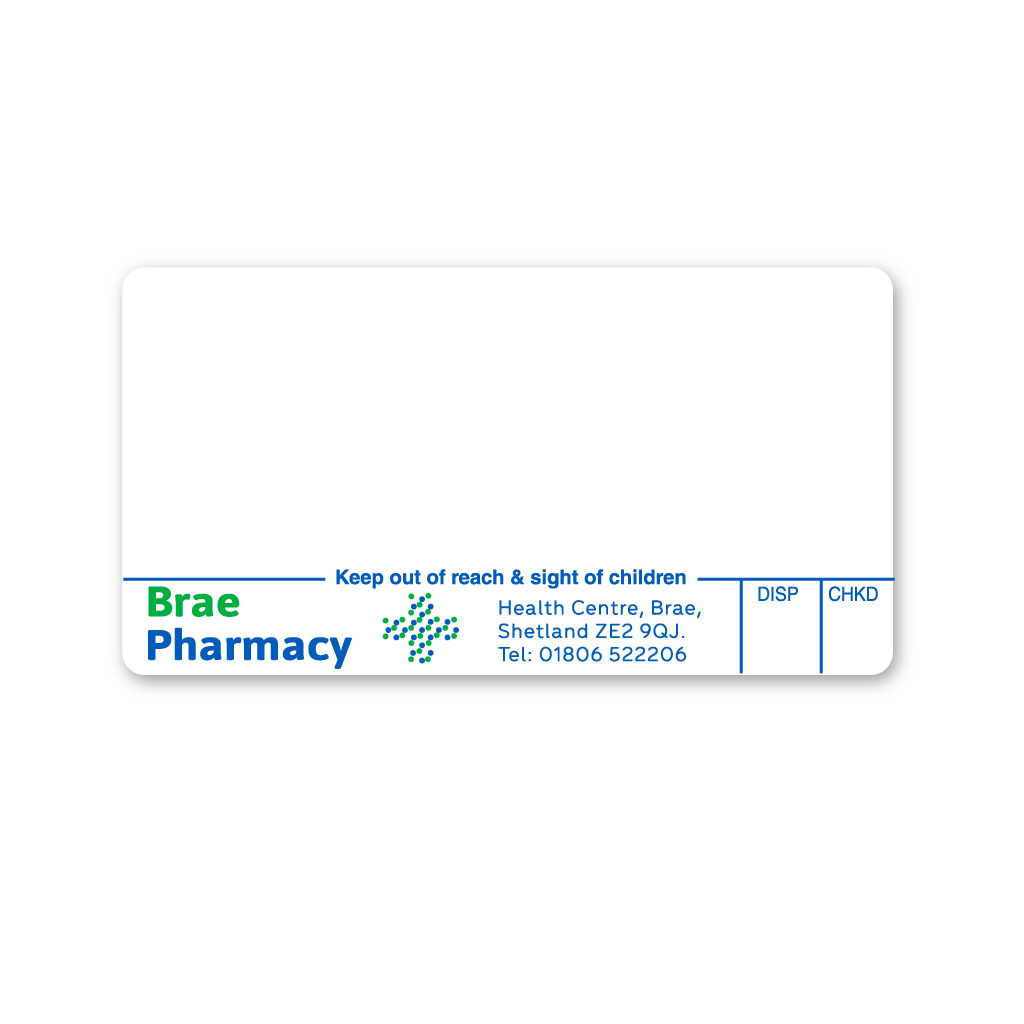 Brae Shetland Islands Pharmacy Labels