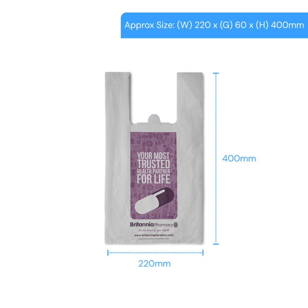 [BP20] Britannia Pharmacy vest carrier bag Small