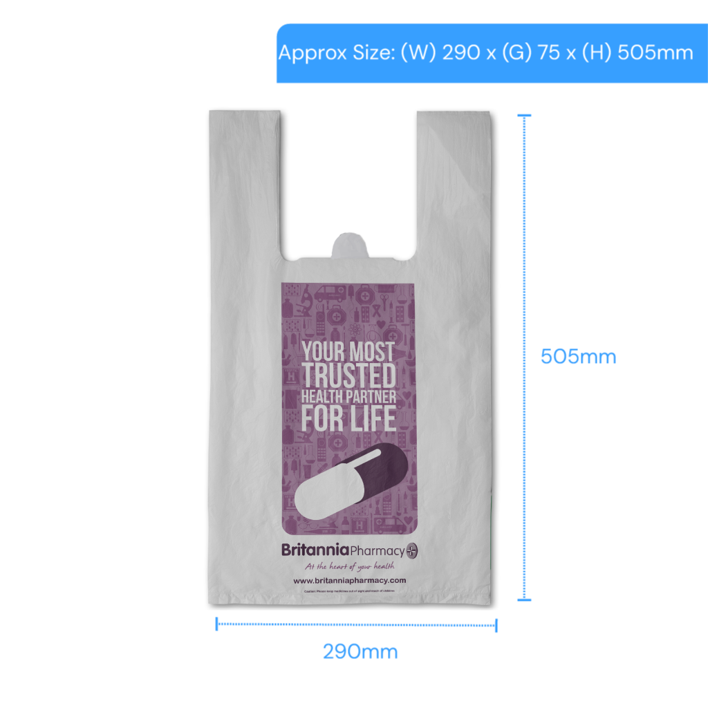 [BP8] Britannia Pharmacy Vest Carrier Bags - Large (Pack of 1000)