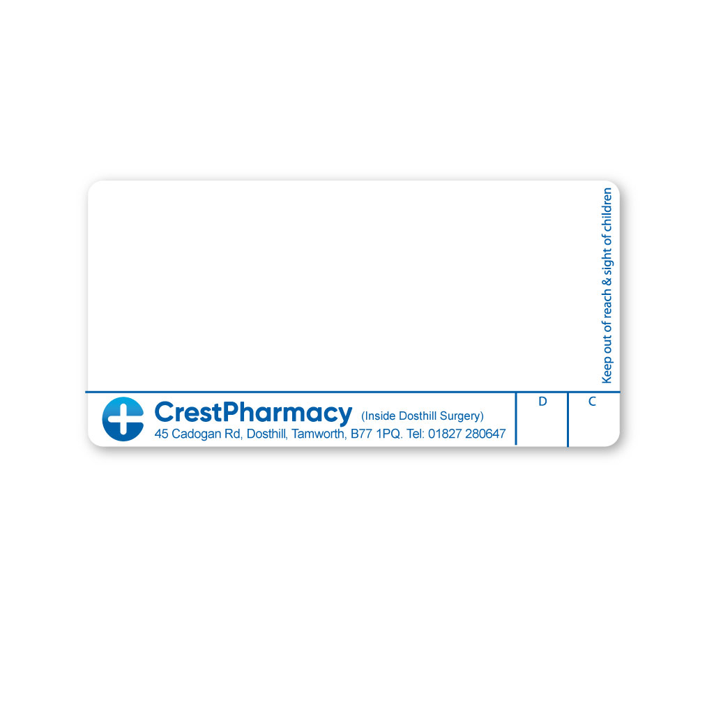 [AZEMT2891] Crest Pharmacy Labels 45 Cadogan Road