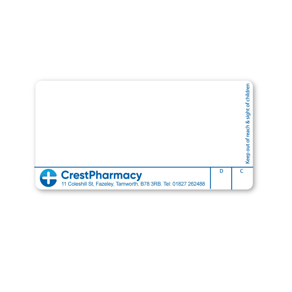 [AZEMT3774] Crest Pharmacy Labels Fazeley 11 Coleshill Street
