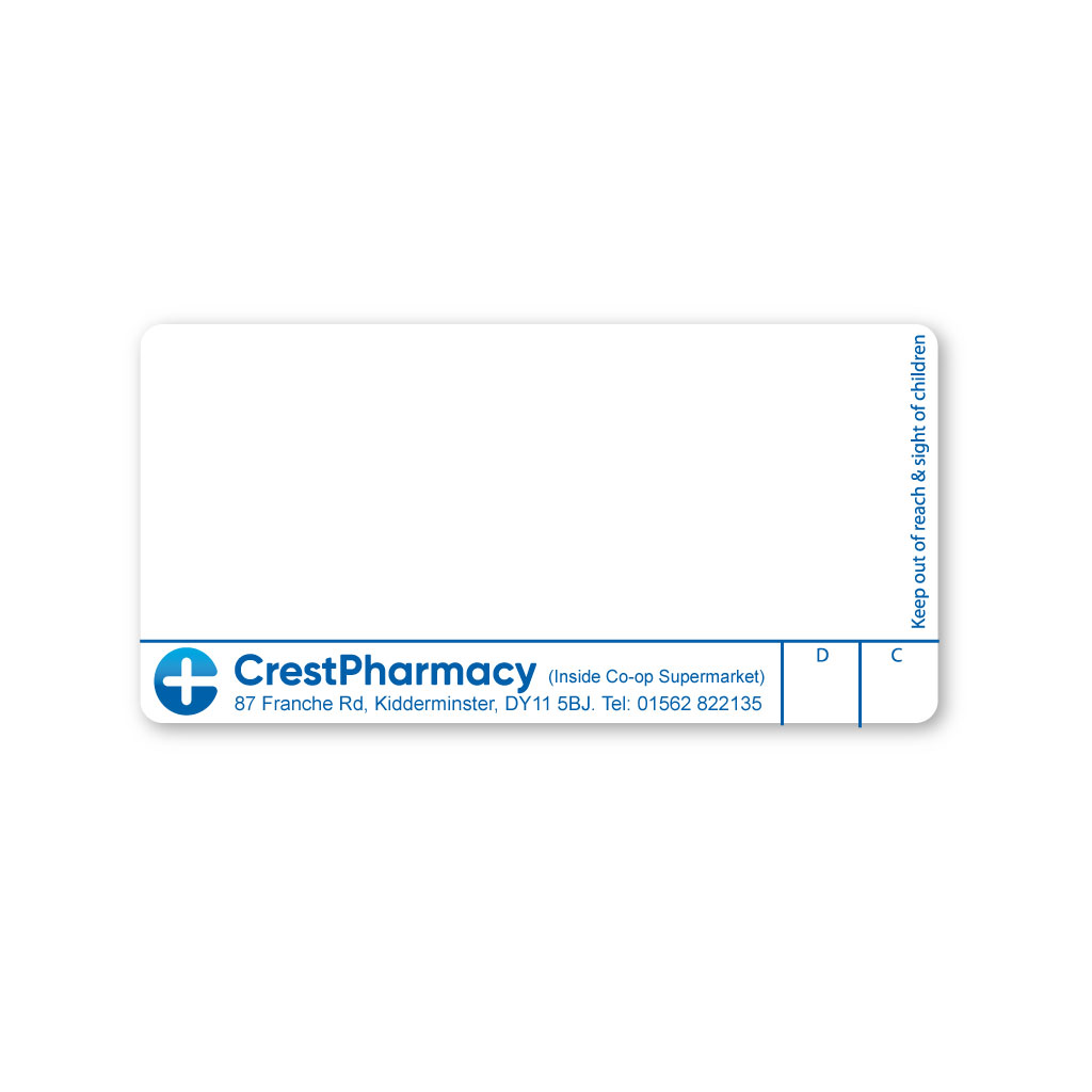[AZEMT2886] Crest Pharmacy Labels 87 Franche Road
