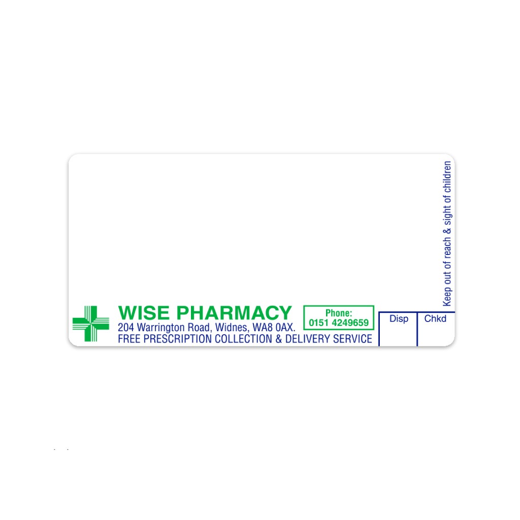 Wise Group Warrington Road Pharmacy Labels