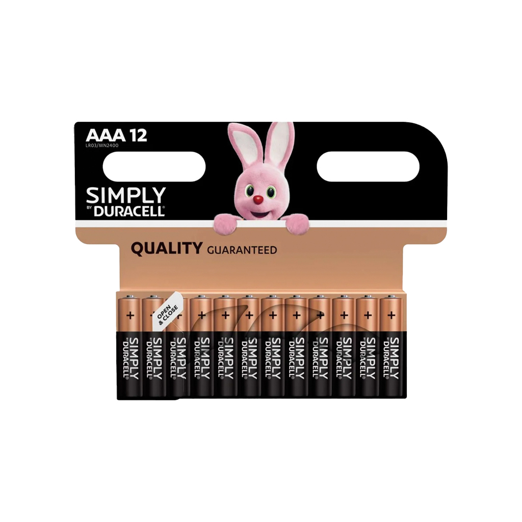 [S5939] Duracell Simply AAA Batteries - Card of 12 (Pack of 12)