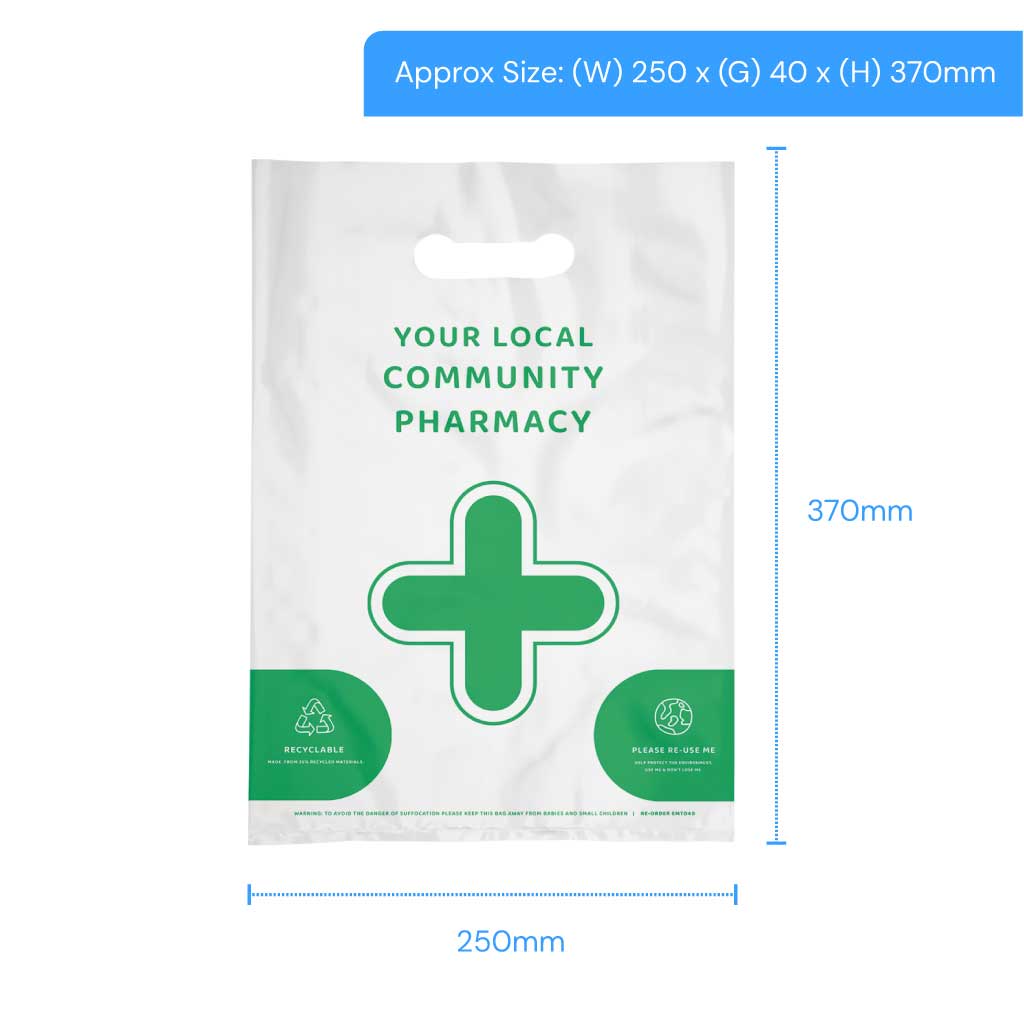 [EMTD40] D40 Pharmacy Carrier Bags (Pack of 500)