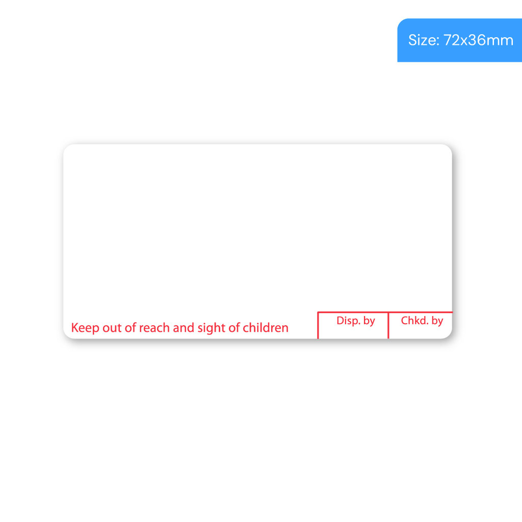 [LAB0463B] Pharmacy Labels Partial Print - 72x36mm (Pack of 48)