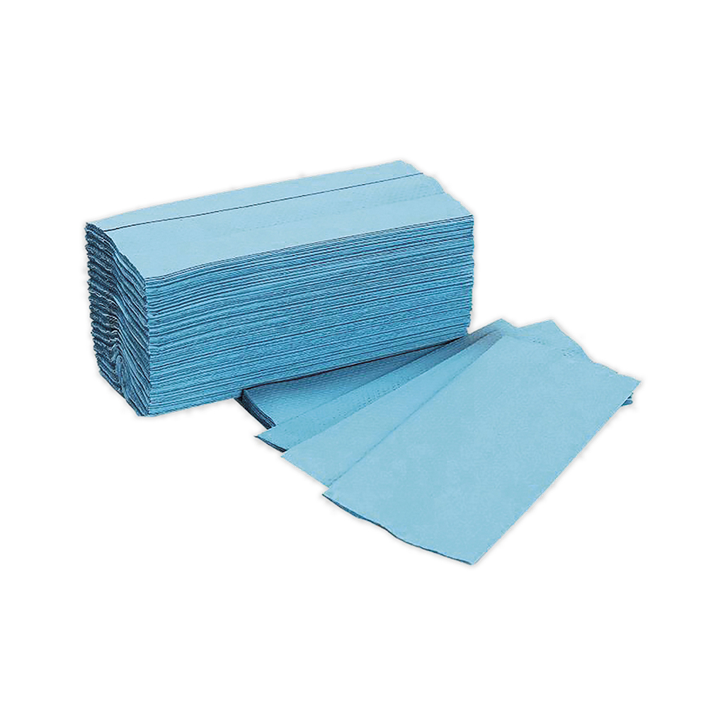 [11010YY10] C Fold Hand Towels - Blue (Pack of 12)