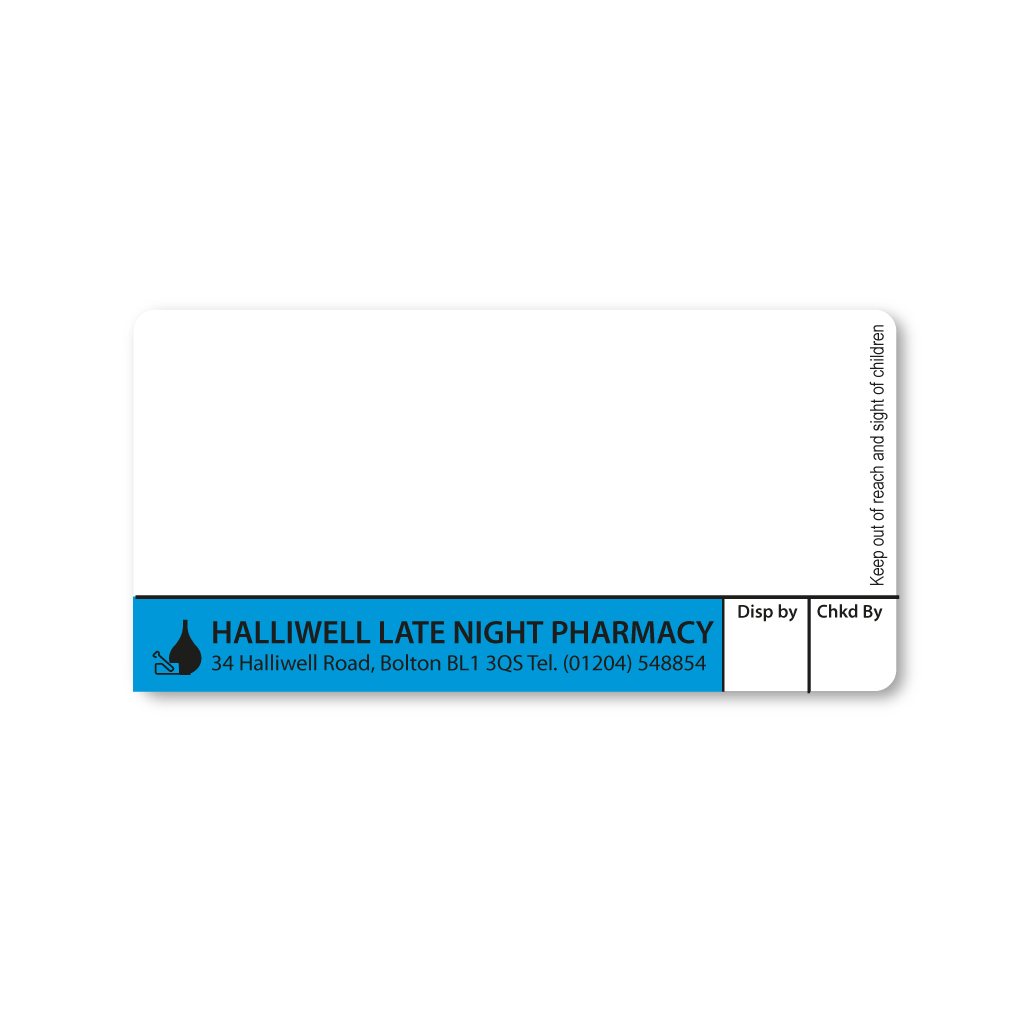 4 Court Pharmacy - Halliwell Late Night Labels