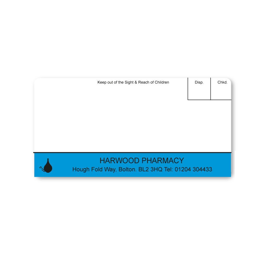 [EMT074B] 4 Court Pharmacy   Harwood Labels