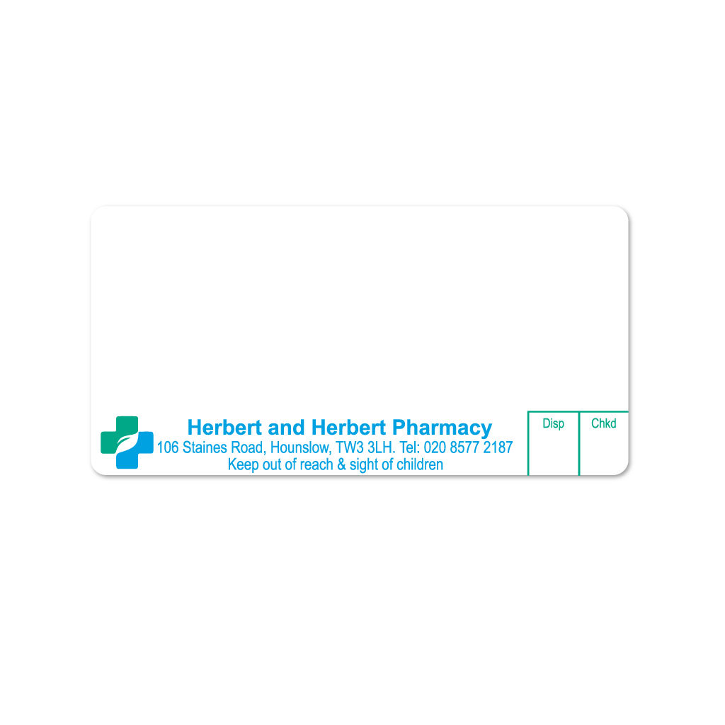[AZEMT3932] Herbert & Herbert (106 Staines Rd) Pharmacy Labels