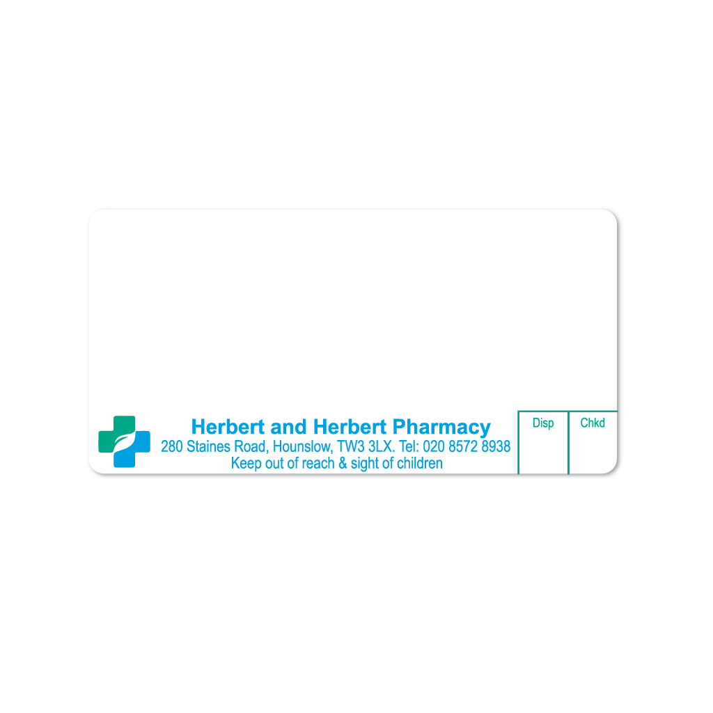 [AZEMT3933] Herbert & Herbert (280 Staines Rd) Pharmacy Labels