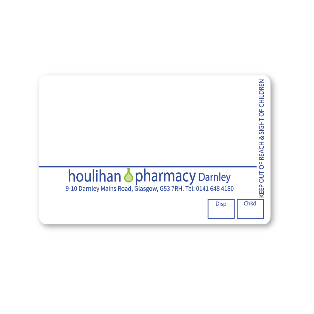 [EMT1802]  Houlihan Group   Glasgow Hub Pharmacy Labels
