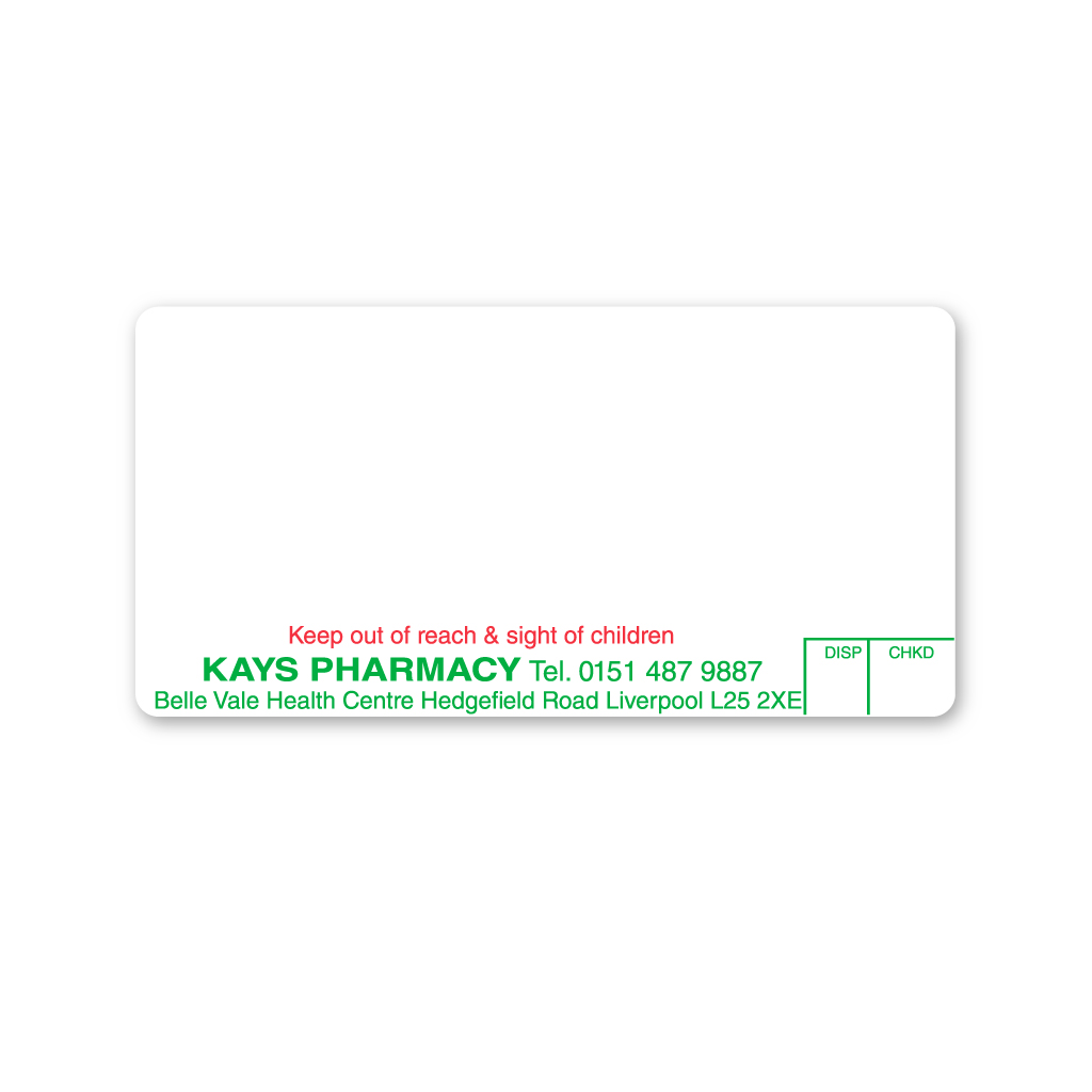 [AZEMT3251] Kays Group Pharmacy (Hedgefield Road) Labels