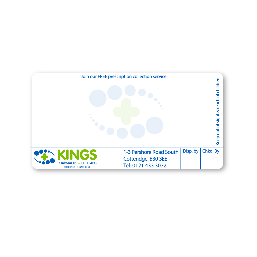 [EMT1837] Kings Group Cotteridge Pharmacy Labels