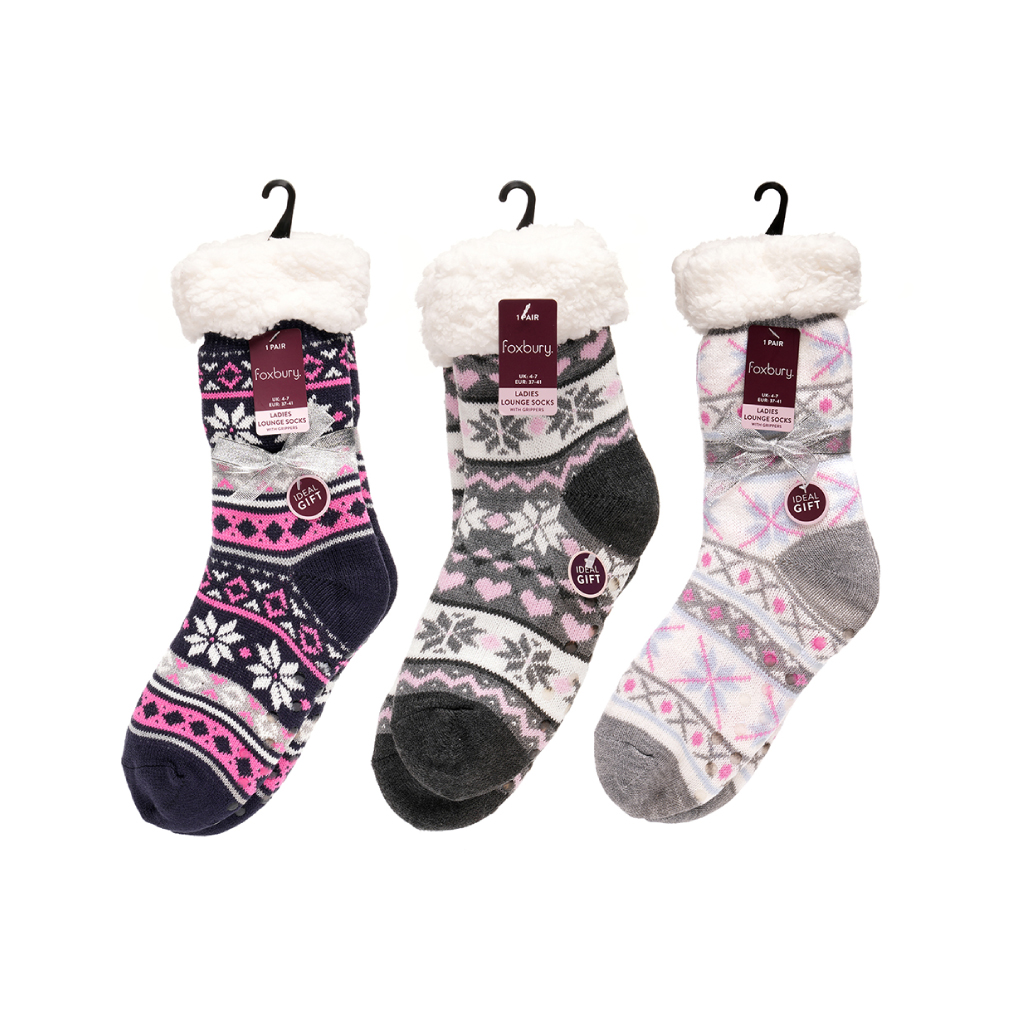 [SK943A] Ladies Fairisle Lounge Socks 