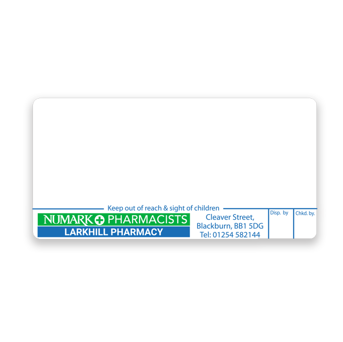Larkhill Pharmacy Labels